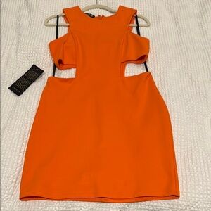 Vibrant Orange Cutout Dress
